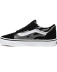 Vans boys' sneakers shoe in canvas and suede with gray flames Old Skool VN0A4UHZWKJ1 black-white