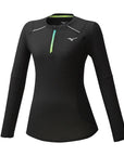 Mizuno women's half zip technical running shirt ACTIVE AEROFLOW LS HZ
 SHIRT W J2GA0715 09 black