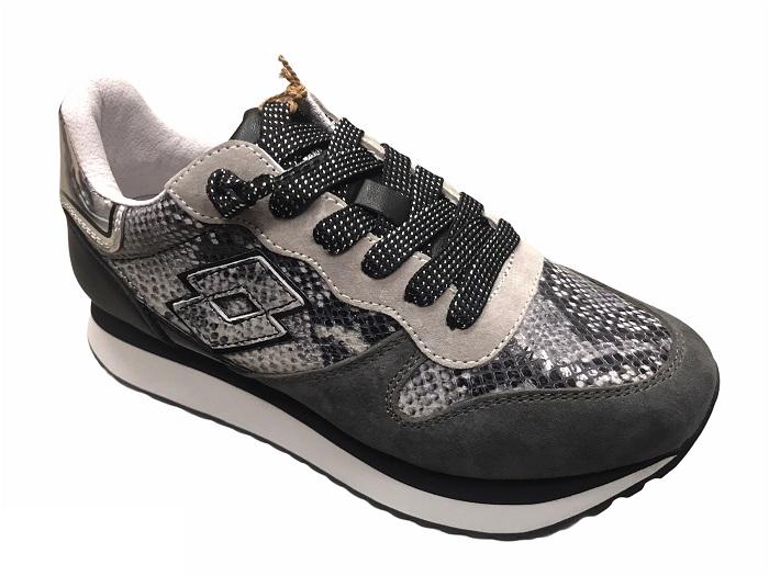 Lotto Leggenda women&#39;s low sneakers Wedge Python 215091 1LT asphalt grey-black