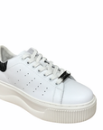 Cult scarpa sneakers da donna in pelle con zeppa Perry 3162 Low glitter bianco zebra