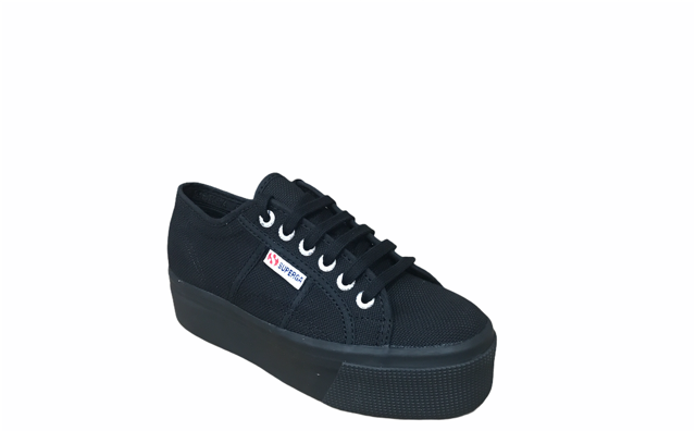 Superga scarpa sneakers da donna con zeppa 2790 Cotw Linea Up and Down S9111LW 996 full black