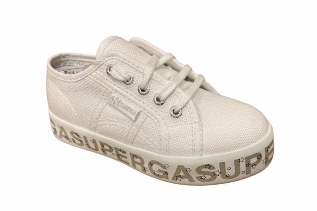 Superga Lettering Printed S81152W AC4 white girl&#39;s wedge sneaker shoe
