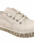 Superga Lettering Printed S81152W AC4 white girl's wedge sneaker shoe
