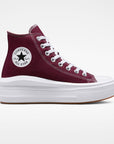 Converse Sneakers alta con zeppa da donna Chuck Taylor All Star Move A02430C bordeaux-bianco