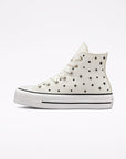Converse sneakers alta in canvas con zeppa Chuck Taylor All Star Lift Platform Embroidered Stars A03724C egret-black