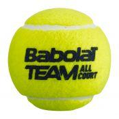 Babolat Team AC X4 palline da tennis All Court 179297 giallo, tubo da 4 palline approvate FITP/FEDAS pallina