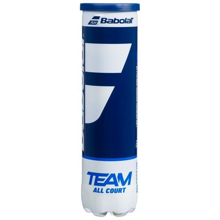 Babolat Team AC X4 palline da tennis All Court 179297 giallo, tubo da 4 palline approvate FITP/FEDAS tubo