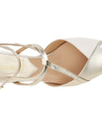 CafèNoir Ballerina in laminated nappa with ankle strap C1ED4370 W070 platinum bone