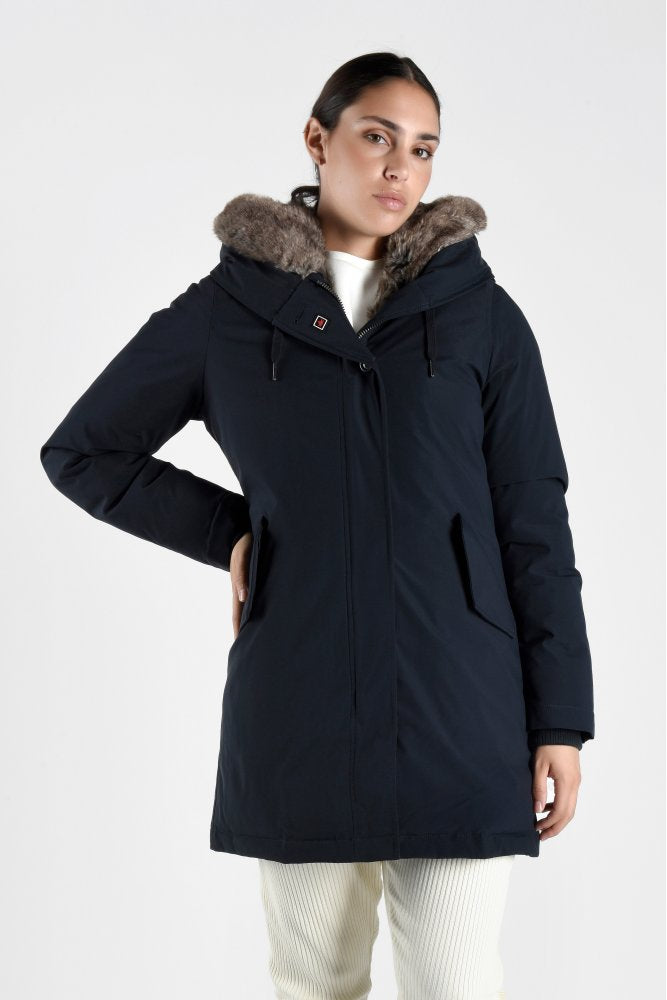 Canadian Lanigan Tech women&#39;s down jacket with hood and fur CN.G220064W/NAV blue