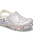 Crocs sandalo sabot da bambina Classic Glitter Clog K 205441-159 ostrica
