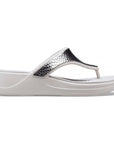 Crocs women's flip-flop sandal Monterey Wedge Flip W 206303-0GO platinum silver