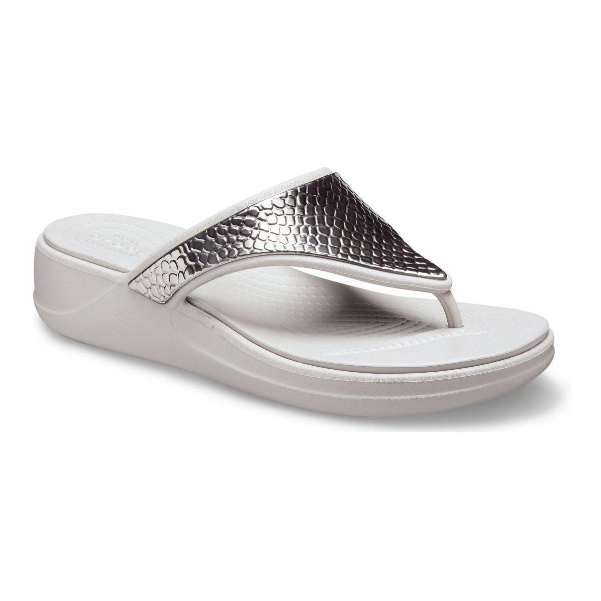 Crocs women&#39;s flip-flop sandal Monterey Wedge Flip W 206303-0GO platinum silver