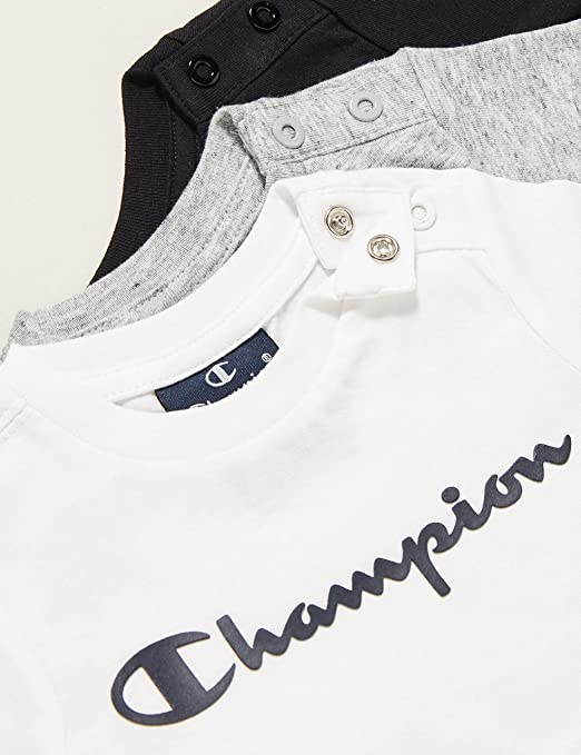 Champion 3 Legacy American Classic Logo short-sleeved children&#39;s t-shirt 305974 WW001 white-grey-blue