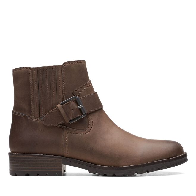 Clarks stivaletto da donna con elastico e fibbia e zip laterale Clarkwellstrap 26167473 4 taupe nubuck