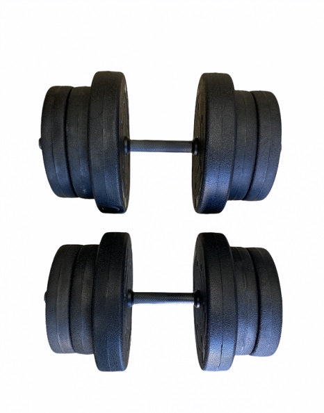 Contes Set completo manubri e bilanciere DY-DB-42KG da 42Kg in cemento rivestito nero con barre, dischi e collari per home gym