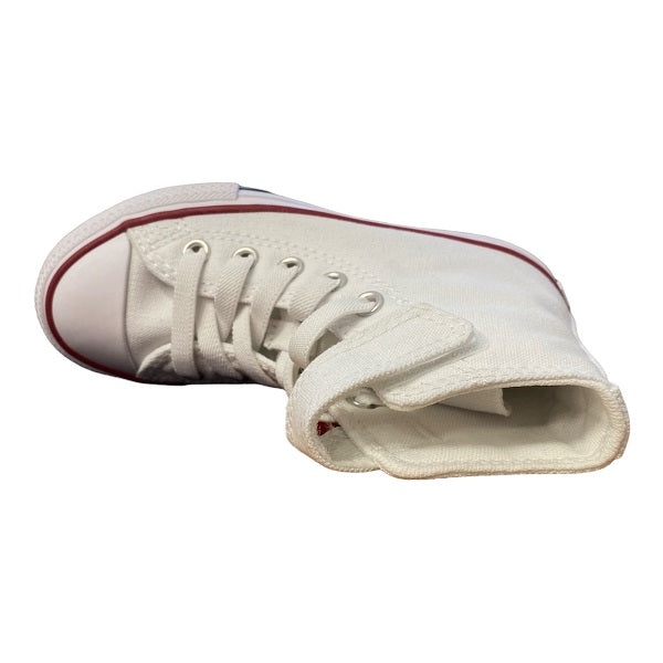 Sneakers Converse Chuck Taylor All Star 372884C bianche per bambini con laccio elastico, vista laterale/frontale/suola