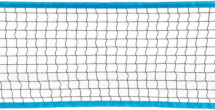 Dettaglio rete badminton montata e volani LED del set Get & Go blu-arancio