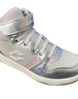 Lotto girls' high sneakers with zip and elastic lace Roket AMF III Mid Metal 218172 9F2 mushroom grey-white-silver
