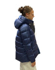 Bomboogie Women's short down jacket with hood GW6012TDLC 104 poseidon blue 