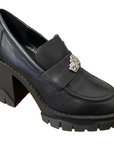 Fornarina Women's moccasin with Lisbon 7 black heel
