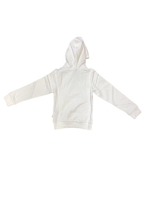 Puma Girls&#39; sweatshirt with hood and pouch pocket ESS+ 2 large logo print 670310 12 white pink