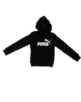 Puma Girls' sweatshirt with hood and pouch pocket ESS+ 2 logo print 670310 11 black pink gold