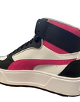 Puma women's high wedge sneakers shoe Karmen Rebelle 387213 03 white black pink