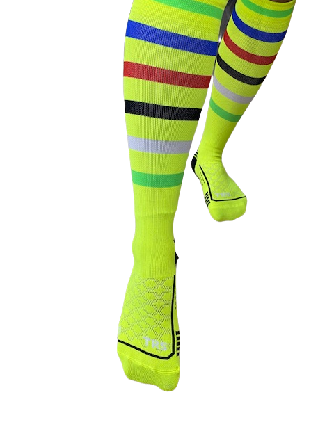 TRS technical running socks Striped Fantasy Run P591 fluorescent yellow