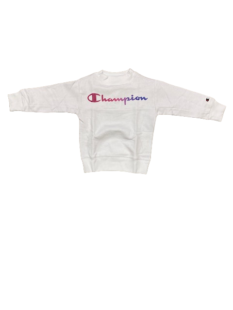 Champion Girls&#39; crewneck sweatshirt with colorful print 404514 WW001 WHT white