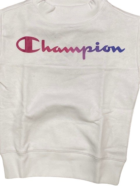 Champion Girls&#39; crewneck sweatshirt with colorful print 404514 WW001 WHT white