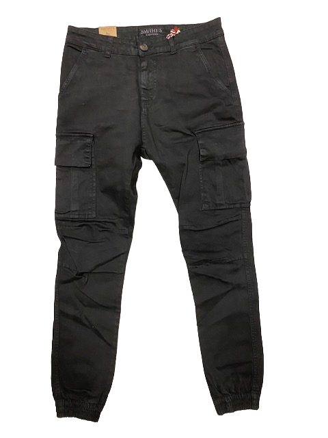 Smithy&#39;s Trousers with big pockets and elastic at the bottom 803 black