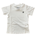 Champion 2 Legacy American CLassics C Logo girl's short sleeve t-shirt 404237 WW009 WHT/LVN white-wisteria