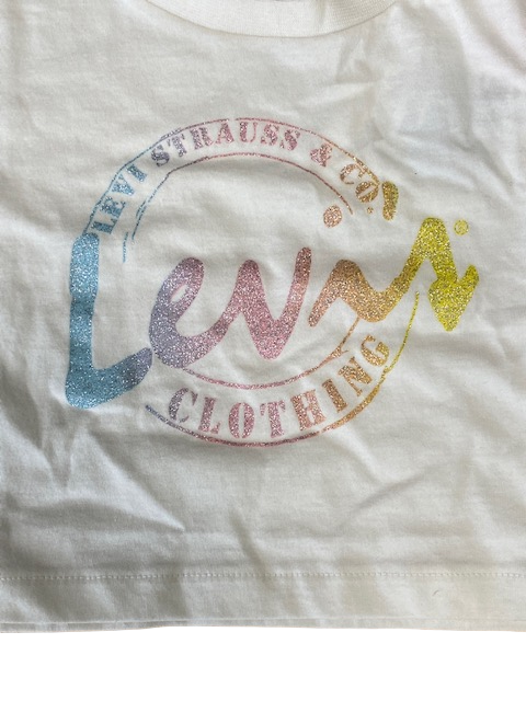 Levi&#39;s Kids Girls T-shirt Meet and Greet Script Tee 3EH190-W5I 4EH190-W5I white alyssum