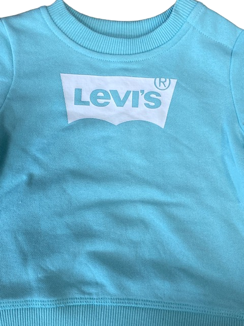 Levi&#39;s Kids Lightweight children&#39;s sweatshirt in French Terry Batwing 6E9078-E2D pastel turquoise