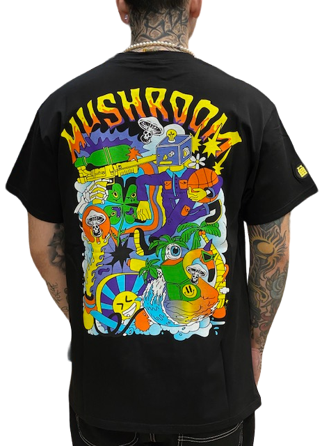 Mushroom Men&#39;s short sleeve cotton t-shirt 12024-01 black