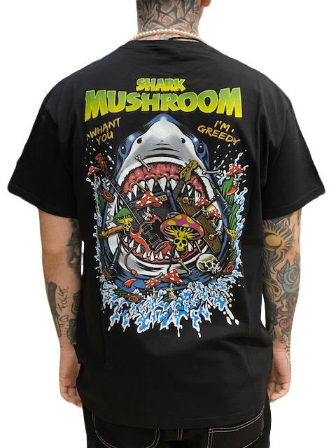 Mushroom Men&#39;s short sleeve cotton t-shirt 12007-01 black