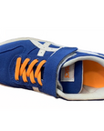 Asics scarpa sneakers da bambino con laccio elastico e velcro Aaron C6B7N 4901 blu-arancio