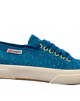 Superga women's sneakers in broderie anglaise satin 2750 S008C40 D33 teal