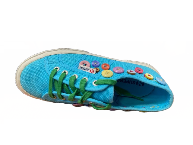 Superga 2750 cotj buttons scarpe sneakers in tela con bottoni S003730 G24 turquoise buttons