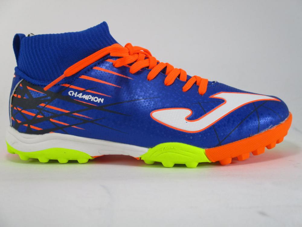 Joma scarpa da calcetto con calzino da ragazzo Champion Jr 804 CCHJW.804.TF azzurro-arancio