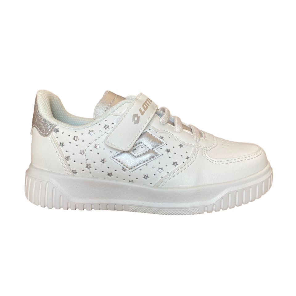 Lotto sneakers con strappo da bambina Venus 1 AMF 219415 1VQ white-silver metal 2