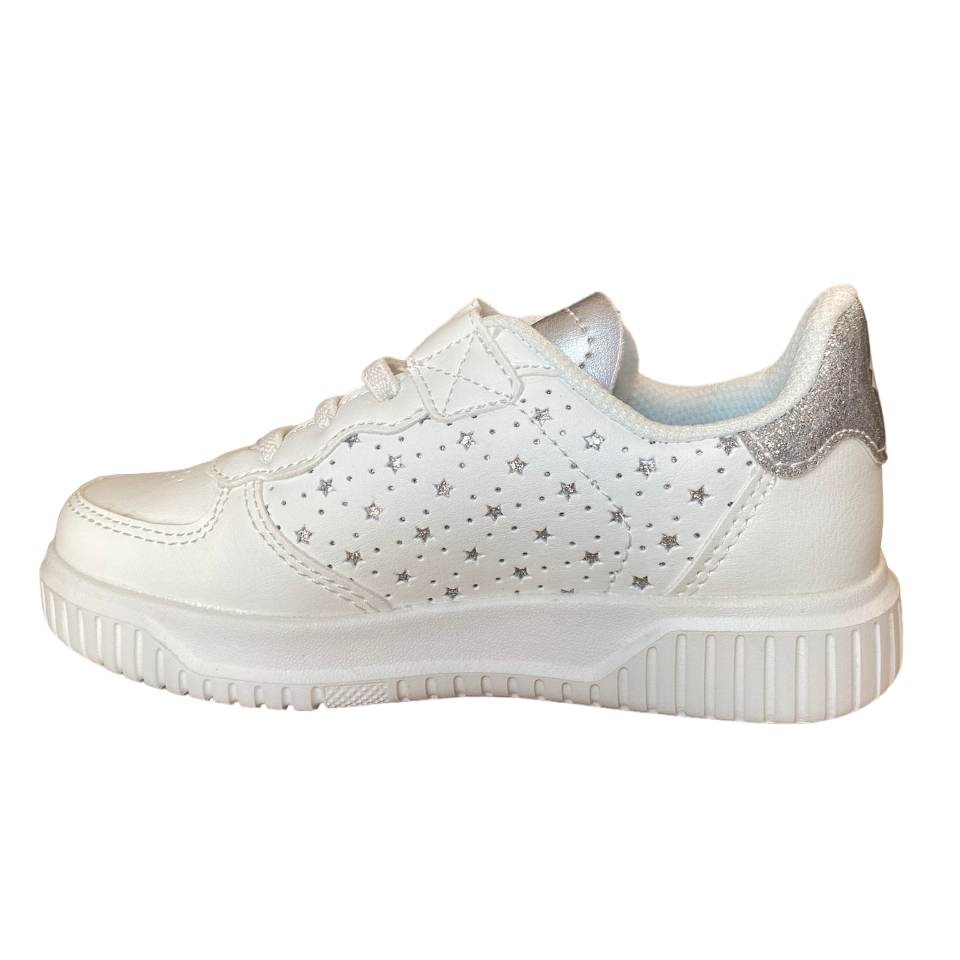 Lotto sneakers con strappo da bambina Venus 1 AMF 219415 1VQ white-silver metal 2
