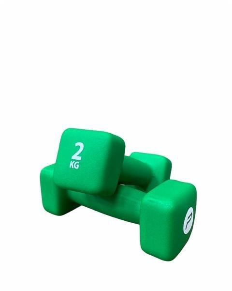 Set manubri in neoprene Pure 2Improve 2x2kg verde antiscivolo per allenamento intermedio e progressione fitness, modello 2P2I201400