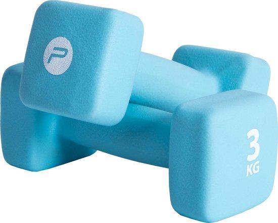 Set manubri in neoprene Pure 2Improve 2x3kg colore sky antiscivolo per allenamento avanzato e sviluppo muscolare, modello P2I201410