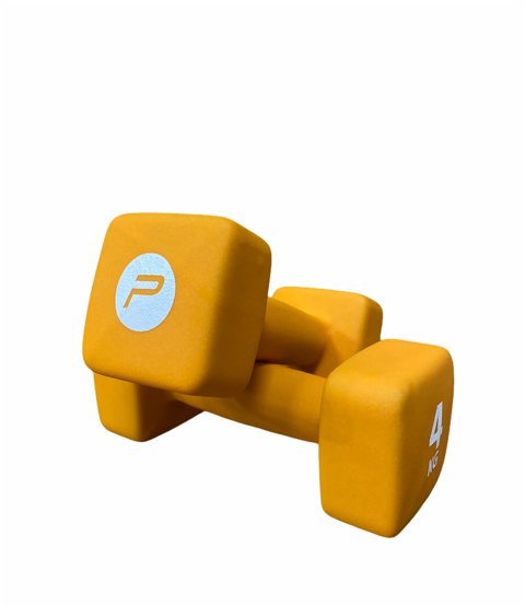 Set manubri in neoprene Pure 2Improve 2x4kg colore arancione antiscivolo per allenamento professionale e bodybuilding, modello P2I201420 top di gamma, logo