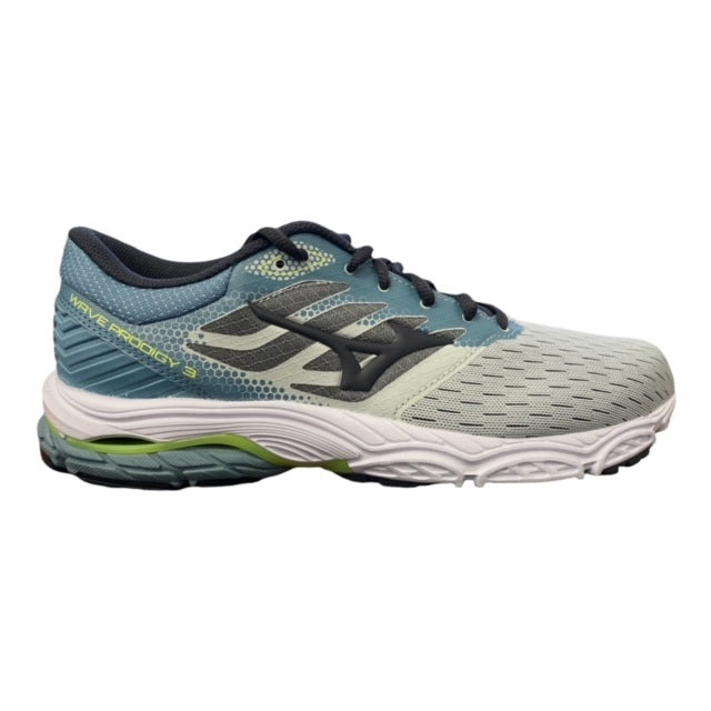Mizuno Wave Prodigy 3 J1GC201015 scarpa da corsa uomo grigio-celeste chiaro vista laterale