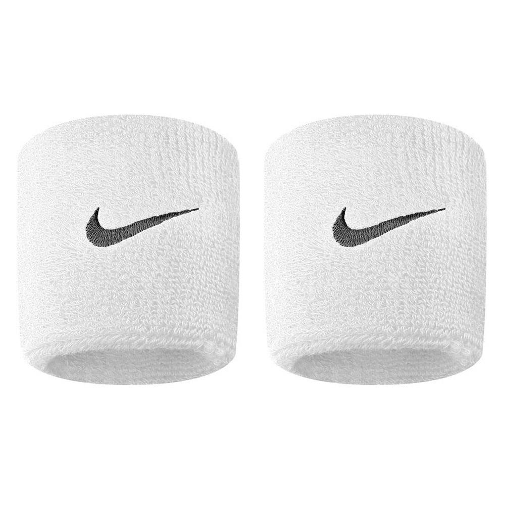 Polsini tergisudore Nike Swoosh Wristbands NNN04101OS 101 bianchi con logo Swoosh - vista frontale