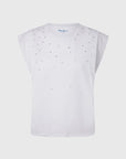 Pepe jeans sleeveless t-shirt with Morgana studs PL505425 800 white 