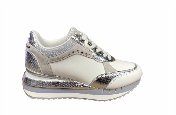 CafèNoir Animalier and Wedge Sneaker DN1410 white silver