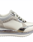 CafèNoir Sneaker Animalier e Zeppa DN1410 bianco argento